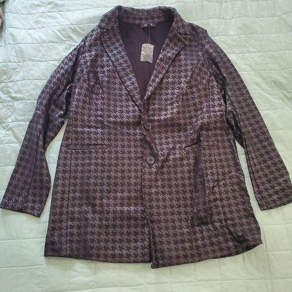 NWOT Torrid Studio Luxe Ponte Relaxed Blazer, black Houndstooth Size 00 M/L - Picture 9 of 15